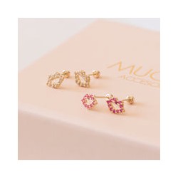 Beso con zirconias Oro 10k