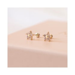 Flor de zirconia Oro 10k