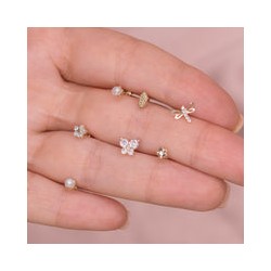 Flor de zirconia Oro 10k