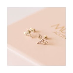 Libelula diamantada Oro 10k