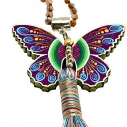 Collar largo Mariposa hecho a mano pieza única mexican boho