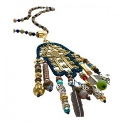 Collar largo Hamsa hecho a mano pieza única mexican boho