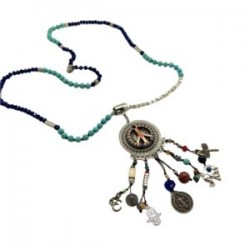 Collar largo Peace & Love con madera pintada a mano