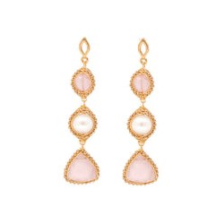 Arete Roxxana Cuarzo Rosa y Perla