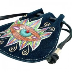 Costal mini de gamuza con ojo pintado a mano