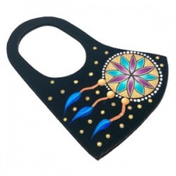 Cubre bocas Atrapasueños pintado a mano