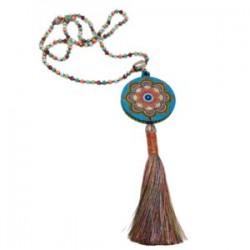 Collar largo Mandala hecho a mano pieza única mexican boho