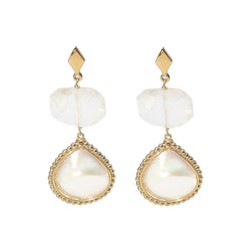 Arete Cuarzo y concha enmarcada