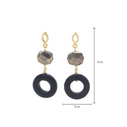 Arete pirita con aro onix