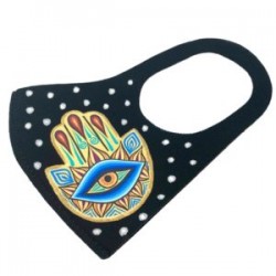 Cubre bocas Hamsa pintado a mano