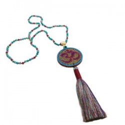 Collar largo OM hecho a mano pieza única mexican boho multicolor
