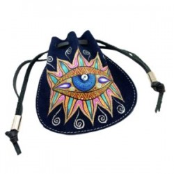 Costal mini de gamuza con ojo pintado a mano