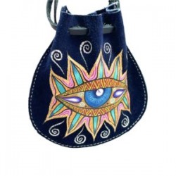 Costal mini de gamuza con ojo pintado a mano