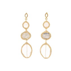 Aretes triple cuarzo con moonstone