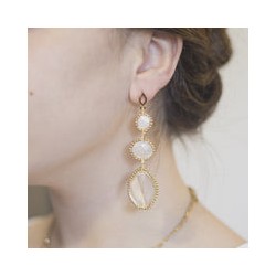 Aretes triple cuarzo con moonstone