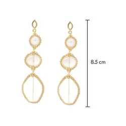 Aretes triple cuarzo con moonstone