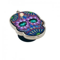 Phone Grip con CALAVERA de madera pintada a mano