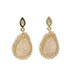 aretes druzy enmarcado