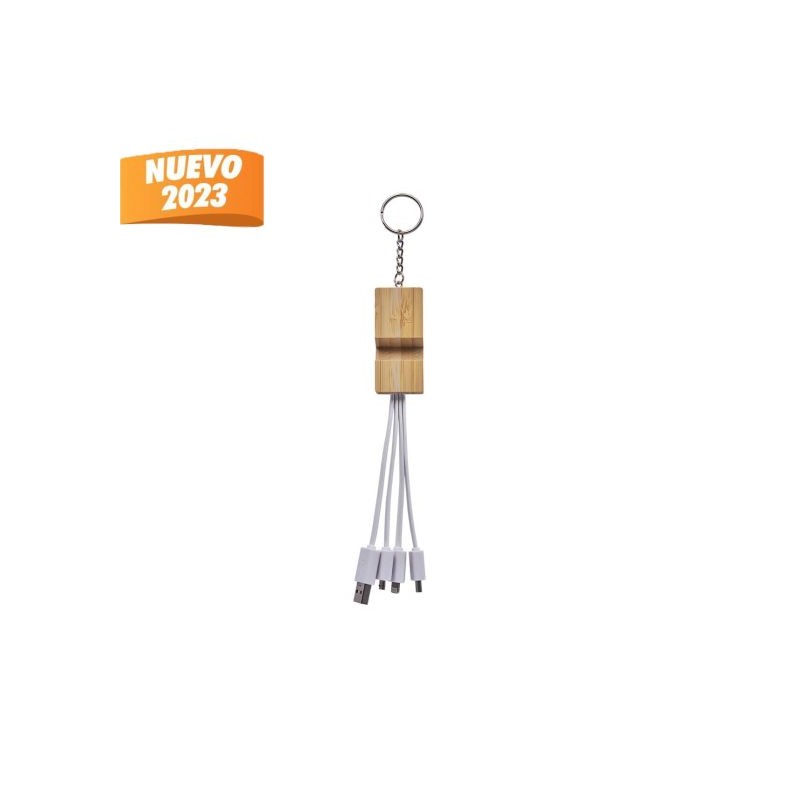 CABLE EASY cargador con llavero y holder de bambú