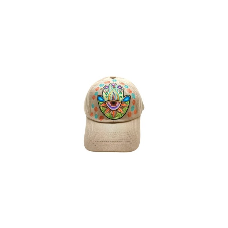 Gorra con HAMSA pintada a mano