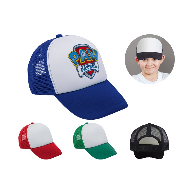 GORRA PARA NIÑOS TRUCKER FRENTE BLANCO MALLA DE CO...