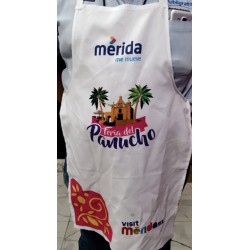 MANDIL DE TERGAL BLANCO SIN BOLSAS CON IMPRESION S...