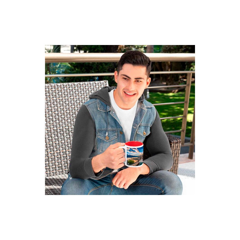 TAZA PANAJI DE CERAMICA BLANCA CON INTERIOR DE COL...