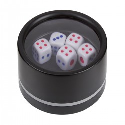 CUBILETE CON DESTAPADOR Incluye 5 dados y destapador