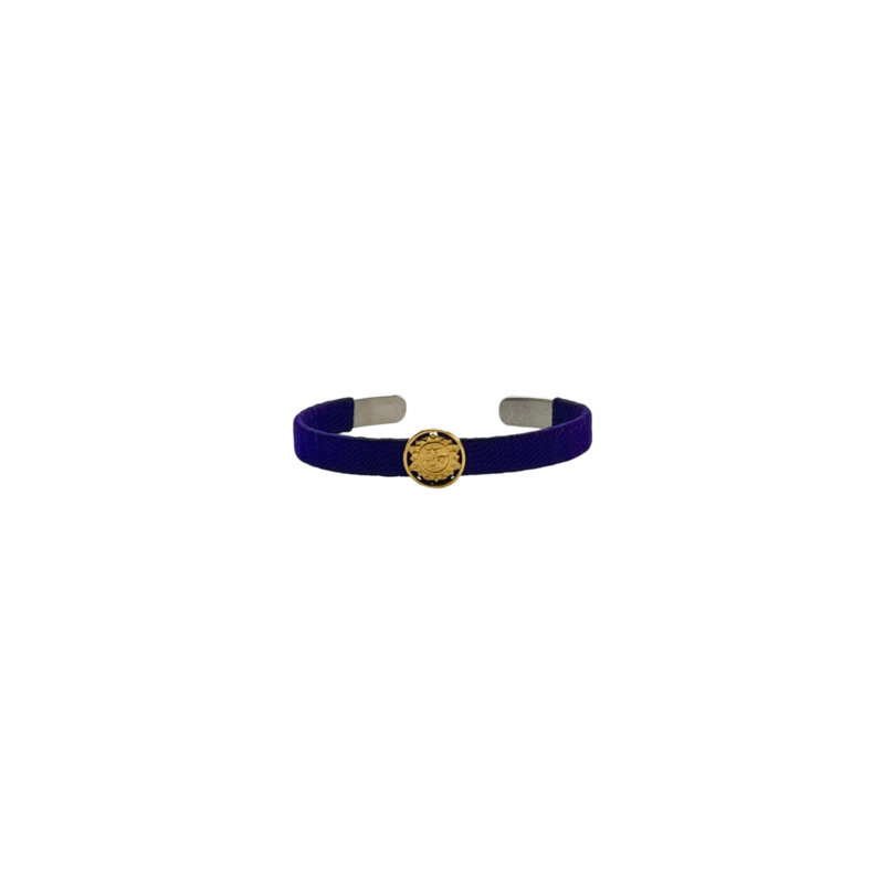 Pulsera chakra “Sahasrara” bordada en morado morado de acero inoxidable