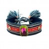Pulsera bordada y tejida con dije y cristales