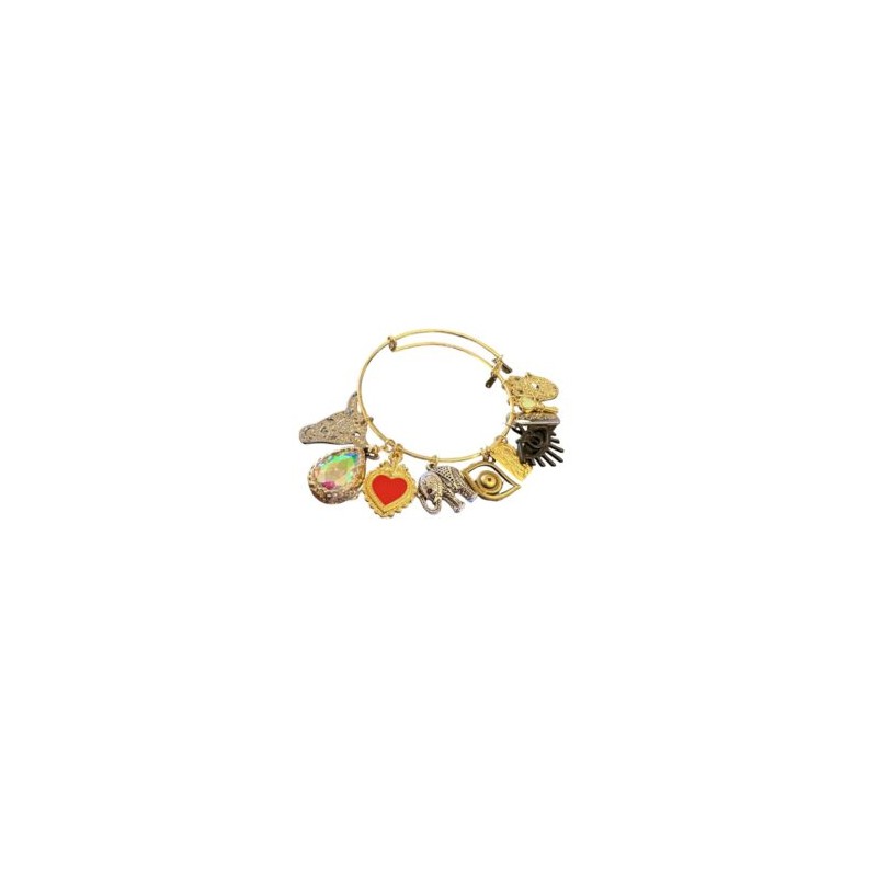Pulsera con banda DORADA y dijes ajustable