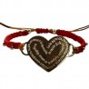 Pulsera con corazón y decreto color plata ajustable roja