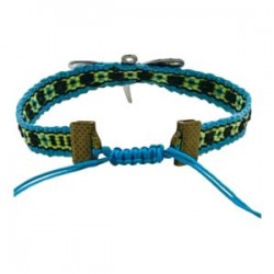 Pulsera con dije de libélula ajustable sobre cinta bordada oaxaqueña