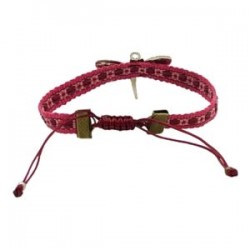 Pulsera con dije de libélula ajustable sobre cinta bordada oaxaqueña