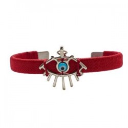 Pulsera de acero inoxidable bordada en rojo con OJO