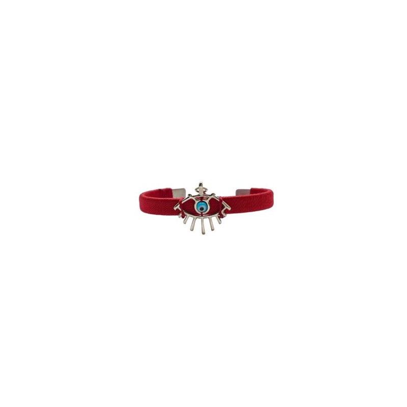 Pulsera de acero inoxidable bordada en rojo con OJO