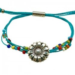 Pulsera de hilo encerado AZUL con chaquira