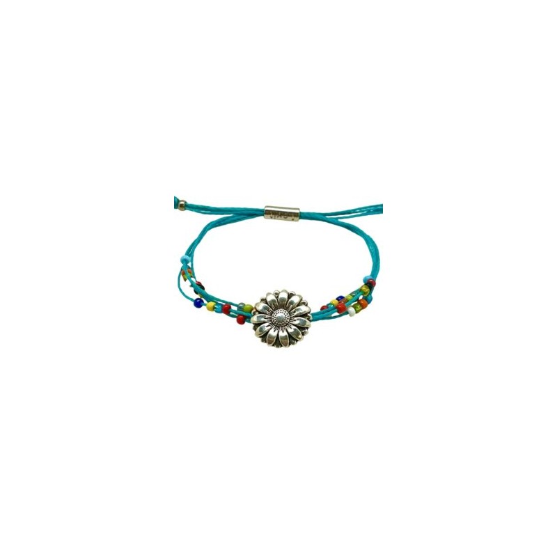 Pulsera de hilo encerado AZUL con chaquira
