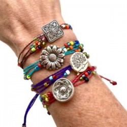 Pulsera de hilo encerado CAFE con chaquira