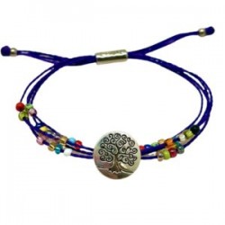 Pulsera de hilo encerado MORADO con chaquira