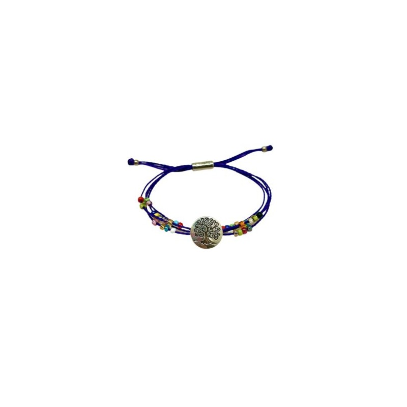 Pulsera de hilo encerado MORADO con chaquira
