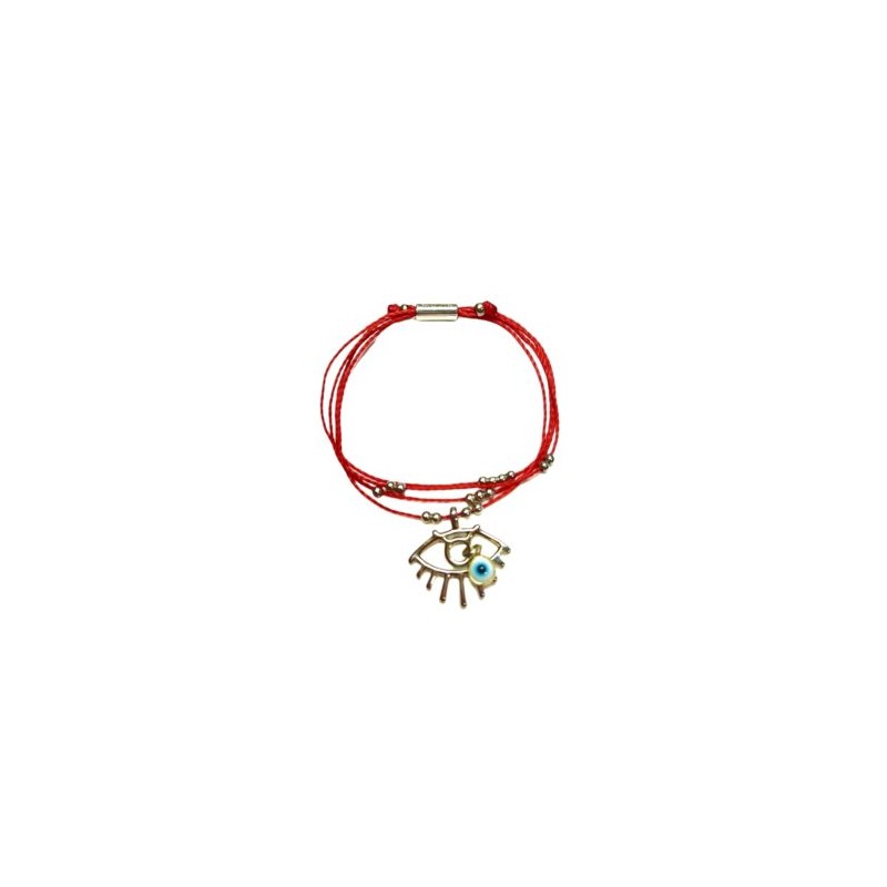 Pulsera de hilo encerado ROJO con dije de ojo