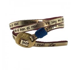 Pulsera de piel con decreto ajustable