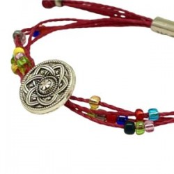 Pulsera de hilo encerado ROJO con chaquira