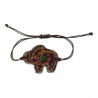 Pulsera de piel con elefante y cordón encerado