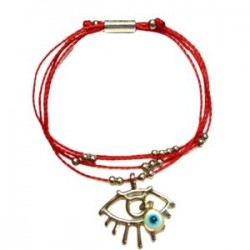 Pulsera de hilo encerado ROJO con dije de ojo