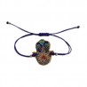 Pulsera de piel con Hamsa y cordón encerado