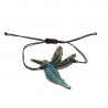 Pulsera de piel con colibrí y cordón encerado