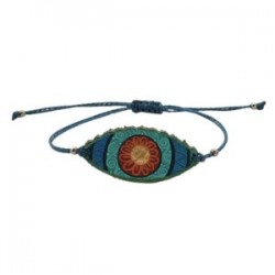 Pulsera de piel con ojo y cordón encerado