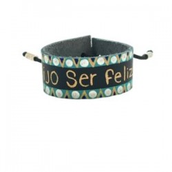 Pulsera de piel pintada “Elijo ser feliz”